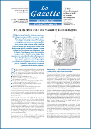 La Gazette de la Société et des Techniques - n° 104 – Novembre 2019 - Pour en finir avec les passoires énergétiques