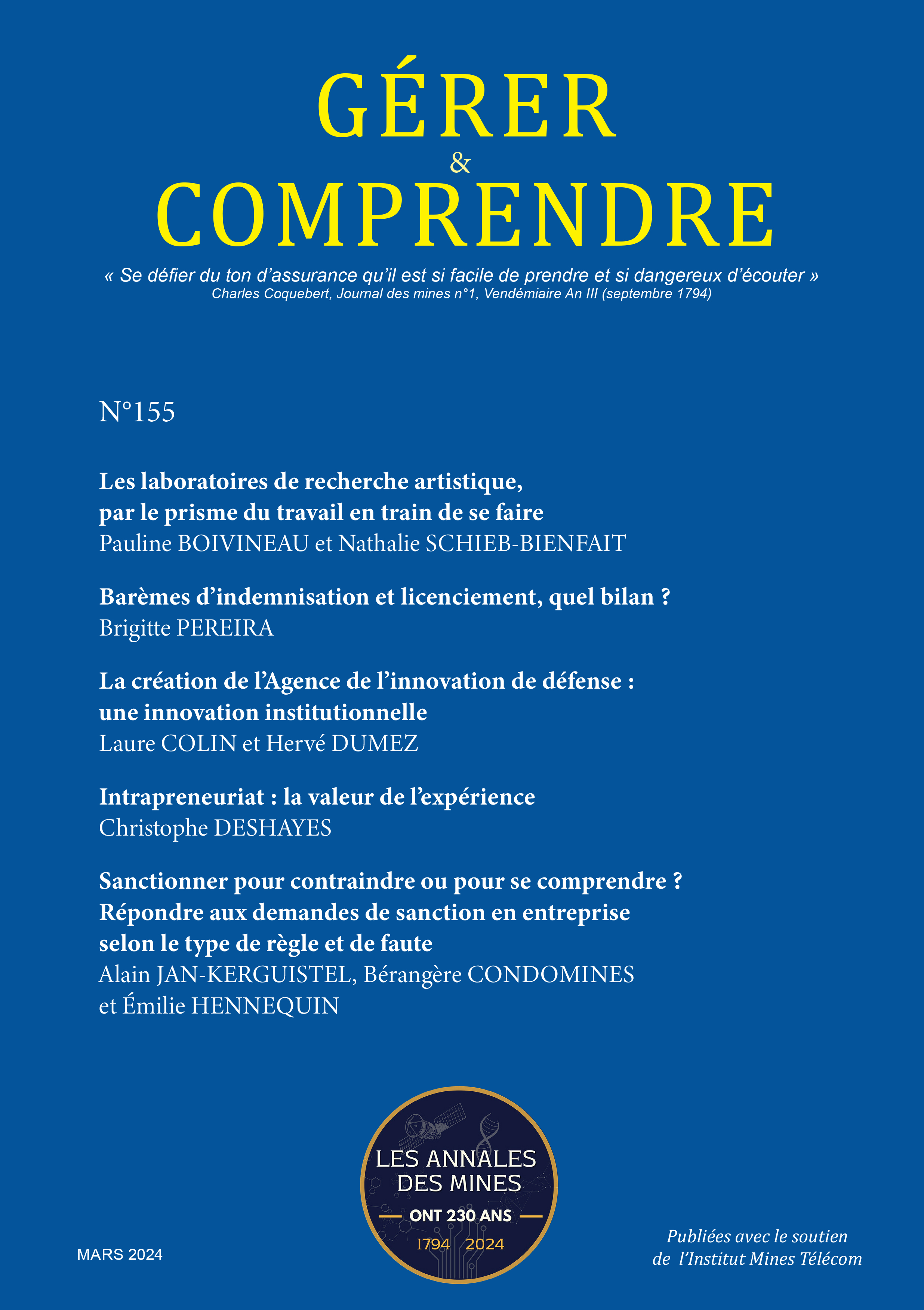 Gérer et Comprendre - N° 155 - Mars 2024